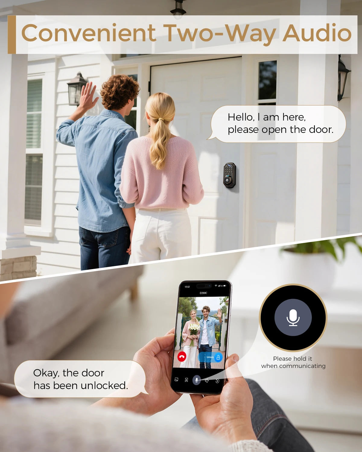 ARPHA Smart Lock D289L Set WiFi Video Smart Lock with Camera & Doorbell 5-in-1 Keyless Entry Fingerprint Door Lock Two-Way Audio
