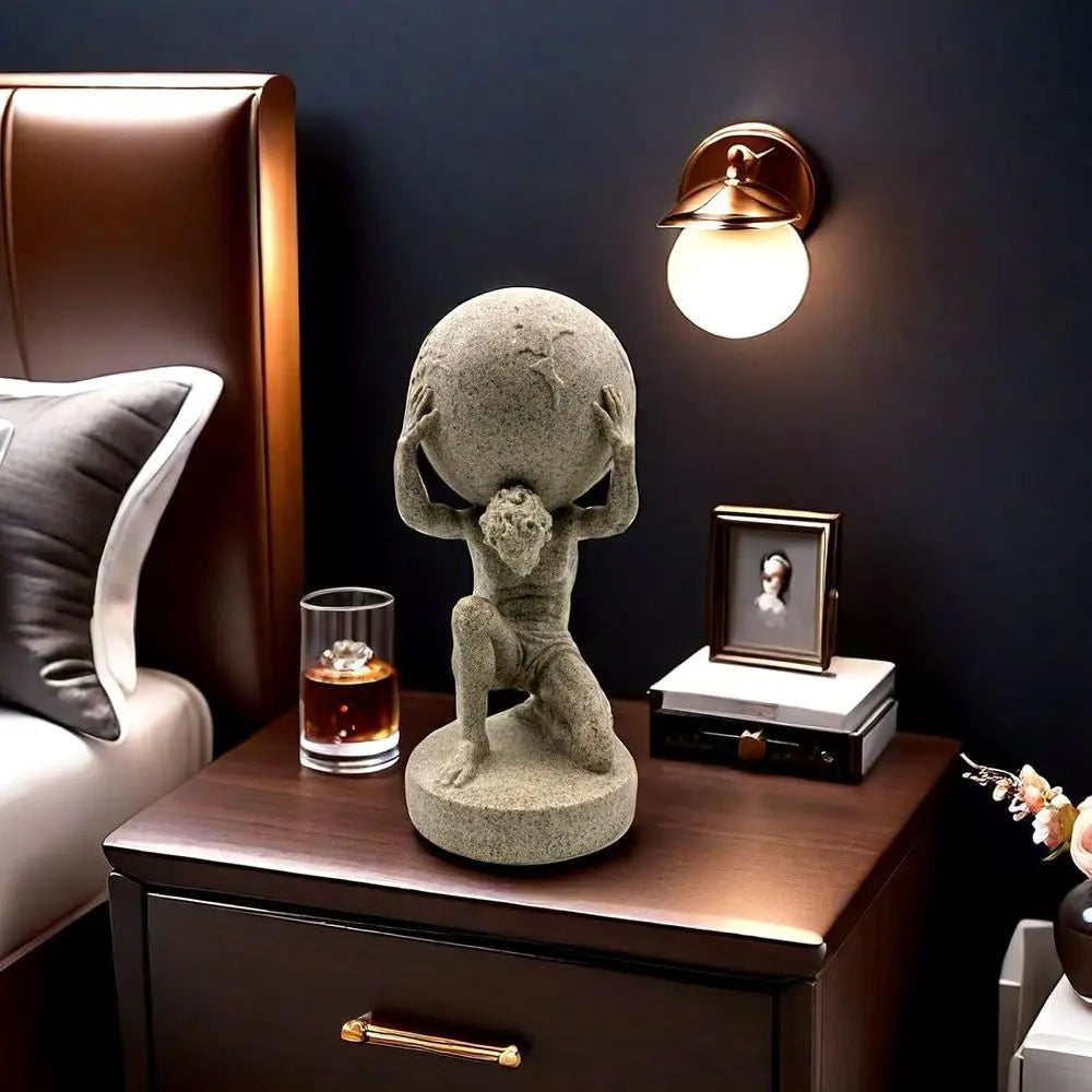 10.5 Greek Atlas World Globe Statue - Home Office Desk Decorative Art Sculpture