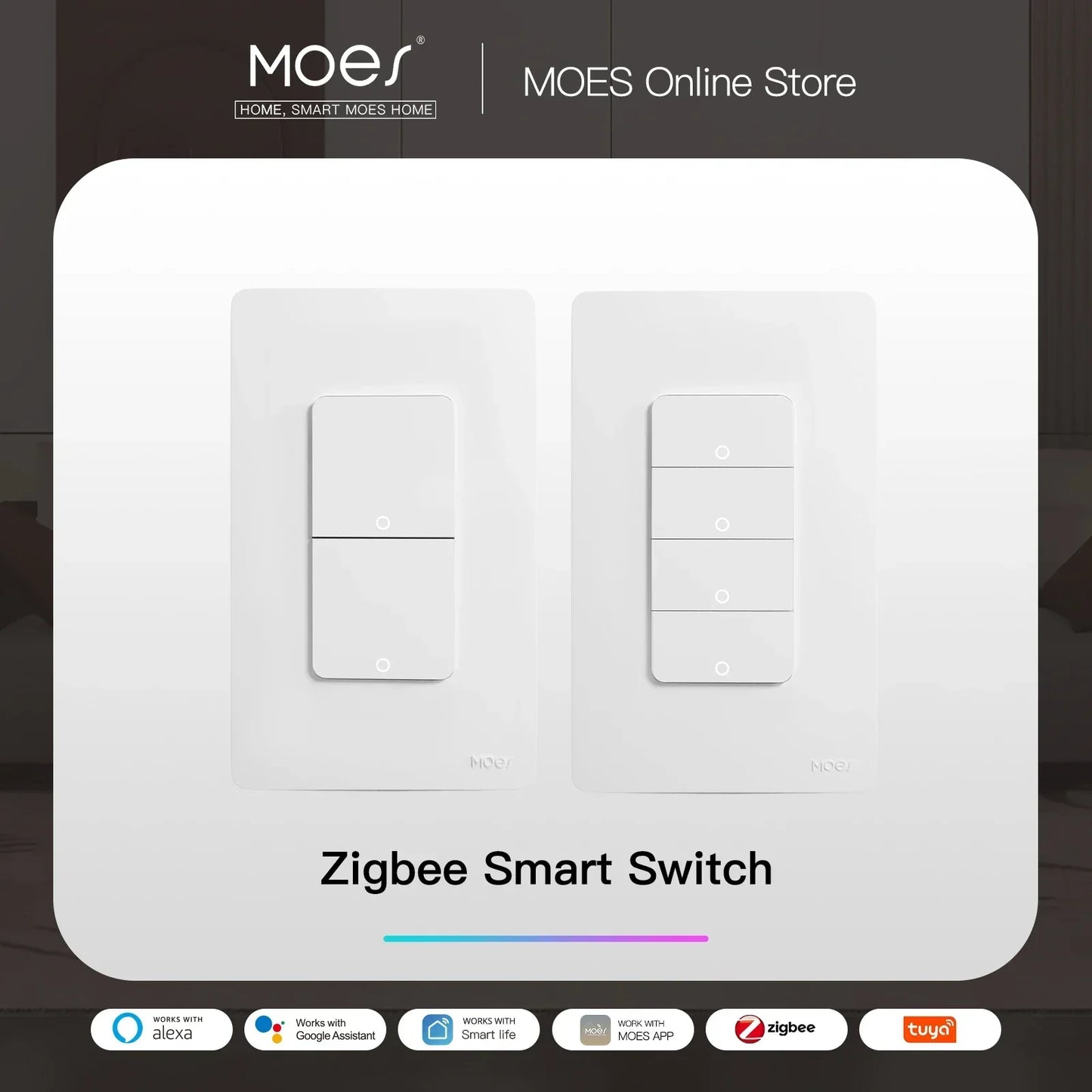 MOES ZigBee Smart Light Switch US Wall Push Button