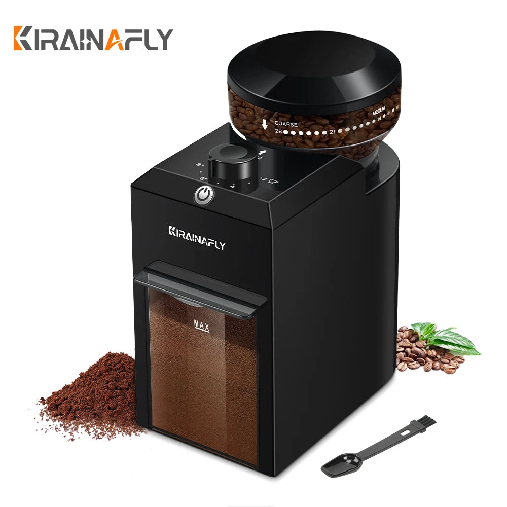 KIRAINAFLY Automatic Burr Mill Coffee Grinder With 28 Adjustable Gears