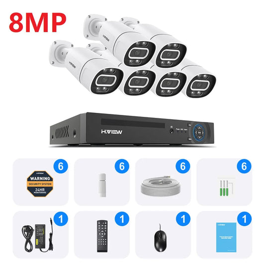H.VIEW 4K 8CH PoE CCTV Security Camera System With NVR And Xmeye App