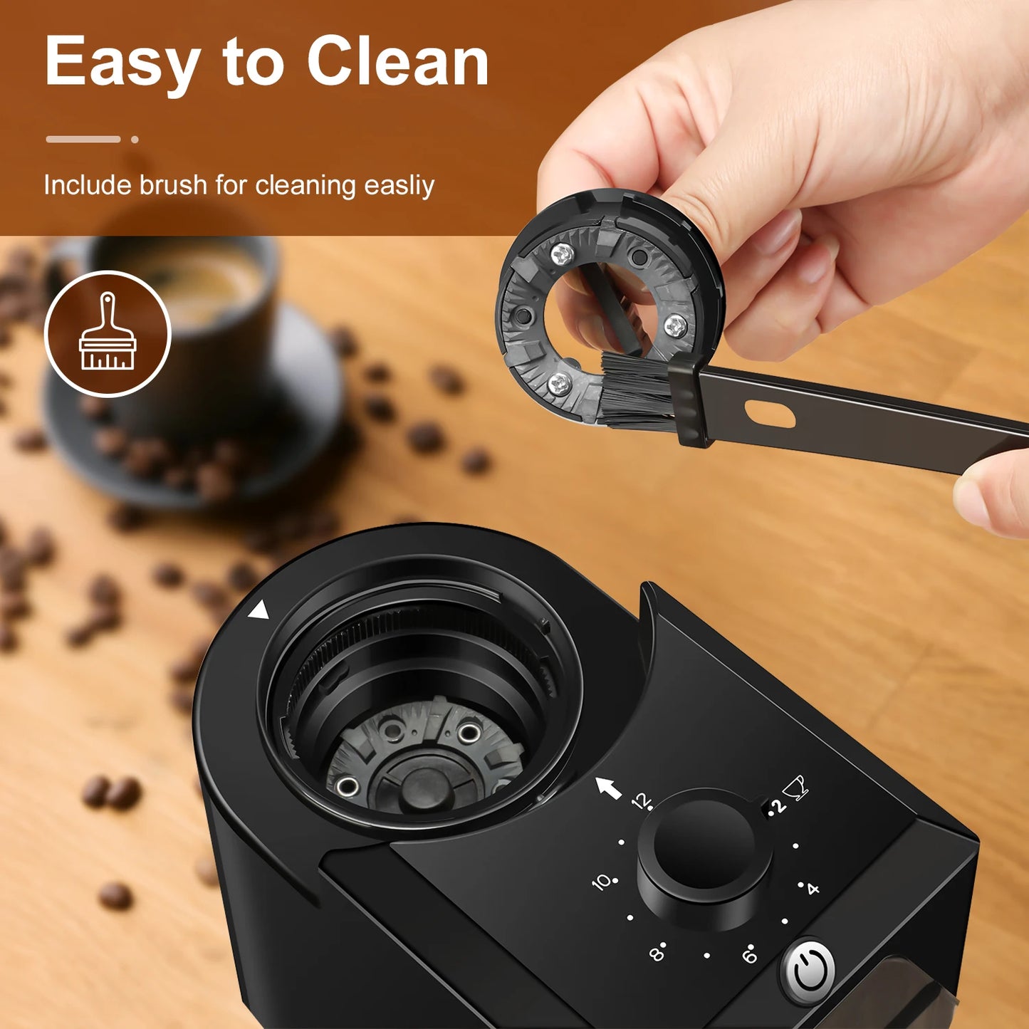 KIRAINAFLY Automatic Burr Mill Coffee Grinder With 28 Adjustable Gears
