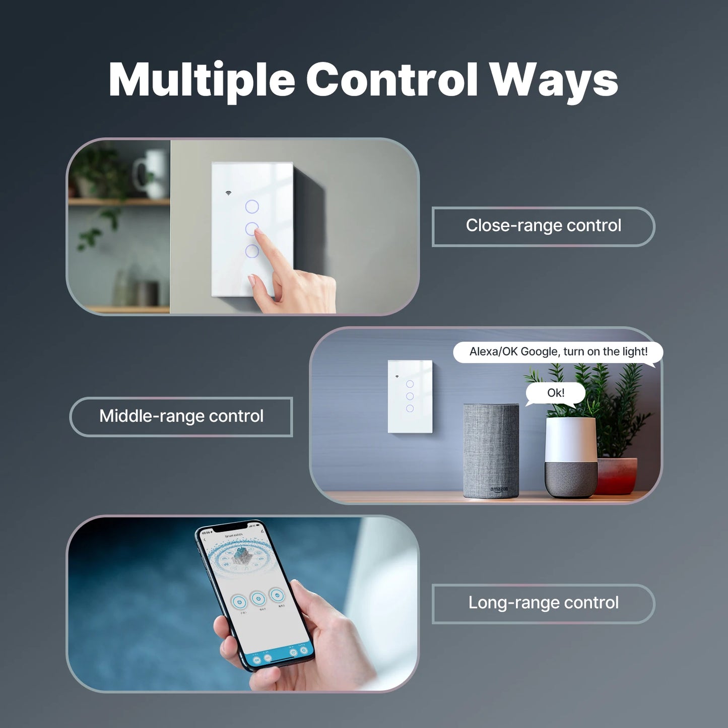 WiFi Smart Light Switch Glass Touch Control Alexa Google Home