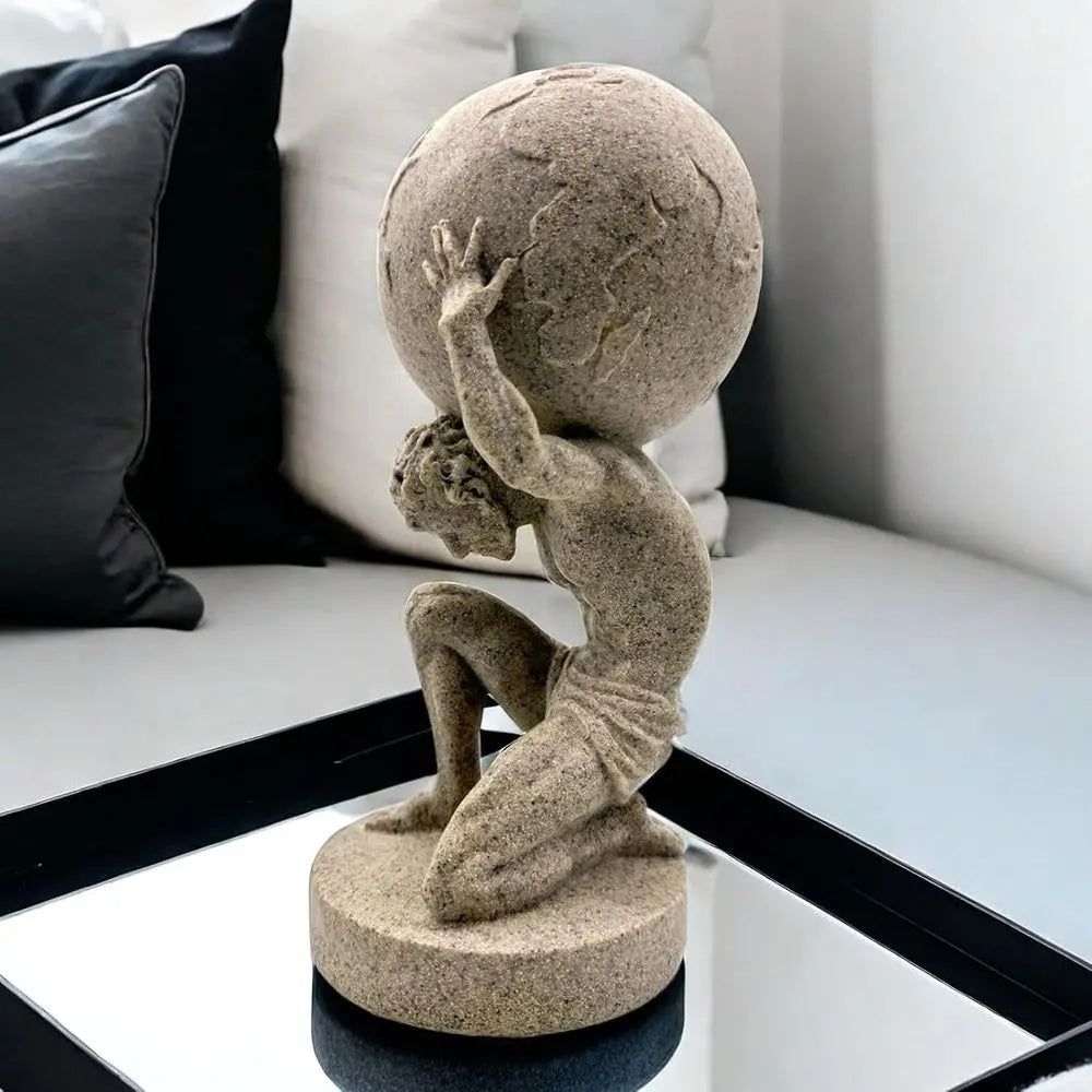 10.5 Greek Atlas World Globe Statue - Home Office Desk Decorative Art Sculpture