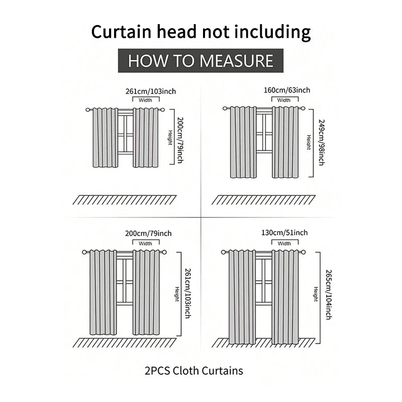 2pcs Drawing-room embroidered chenille curtains, without valance