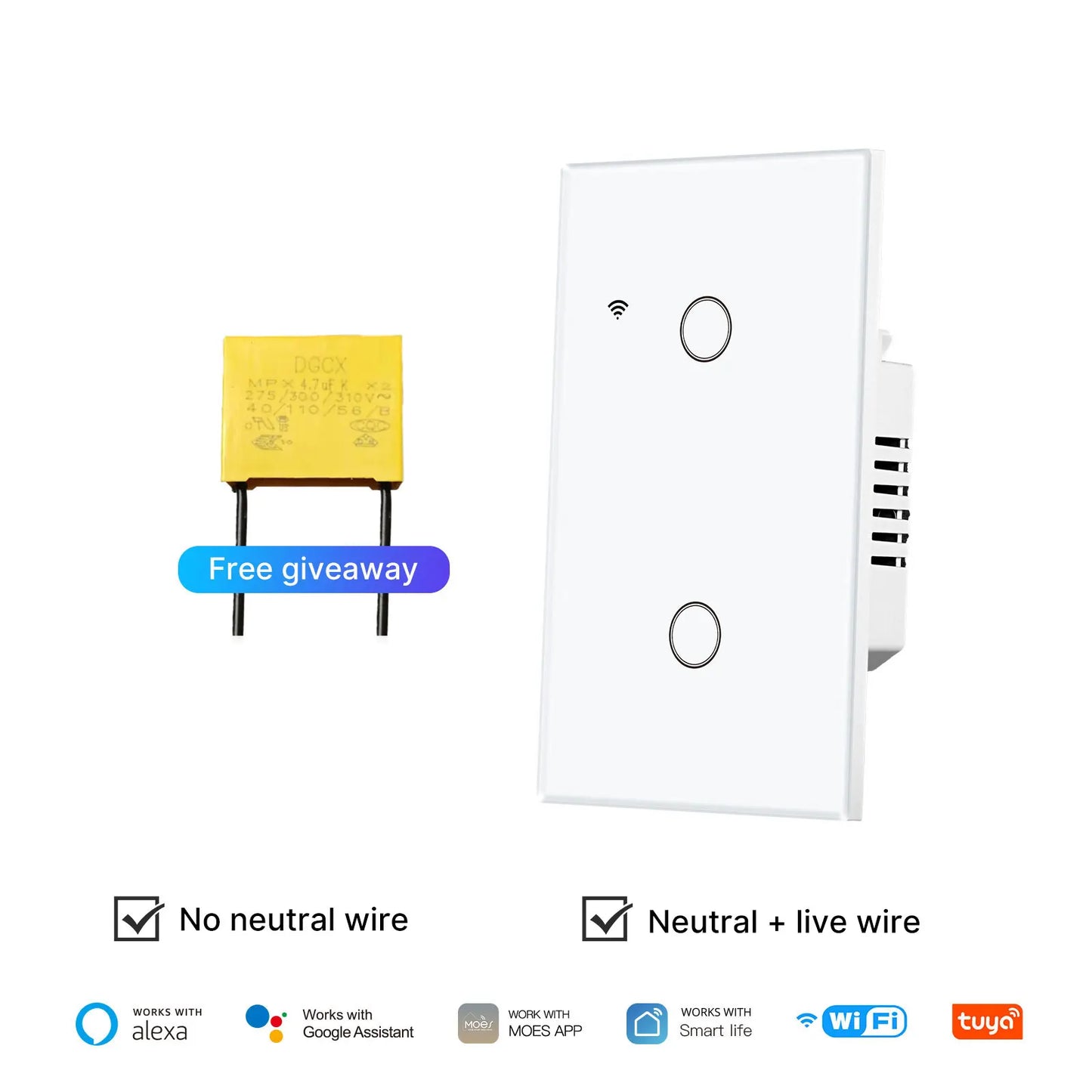 WiFi Smart Light Switch Glass Touch Control Alexa Google Home