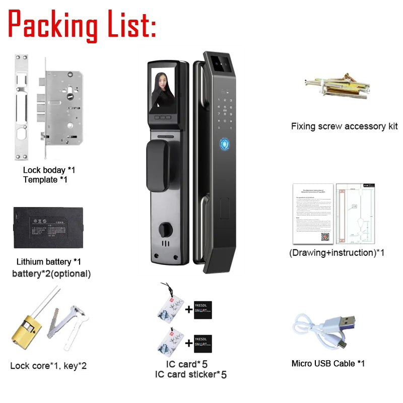 YKESDL 3D Face Recognition Door Lock With Camera Fingerprint