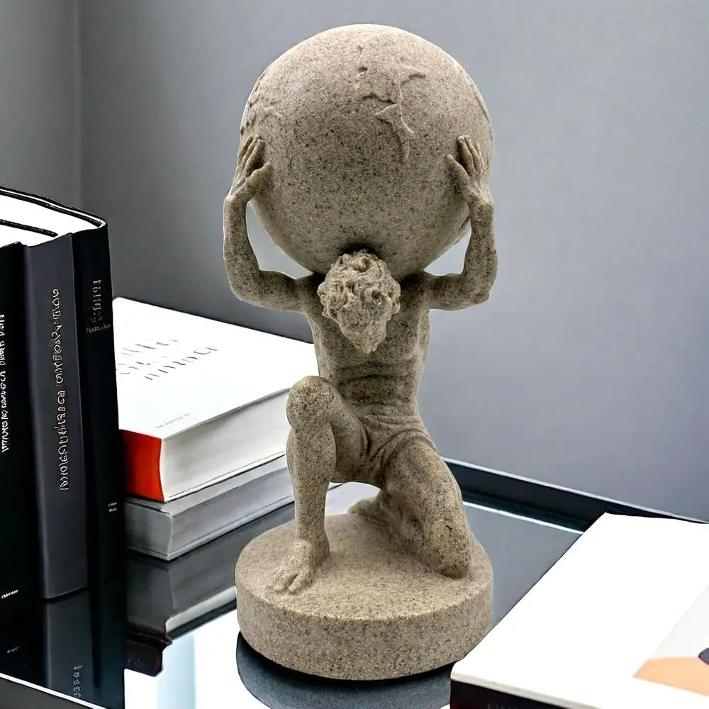 10.5 Greek Atlas World Globe Statue - Home Office Desk Decorative Art Sculpture