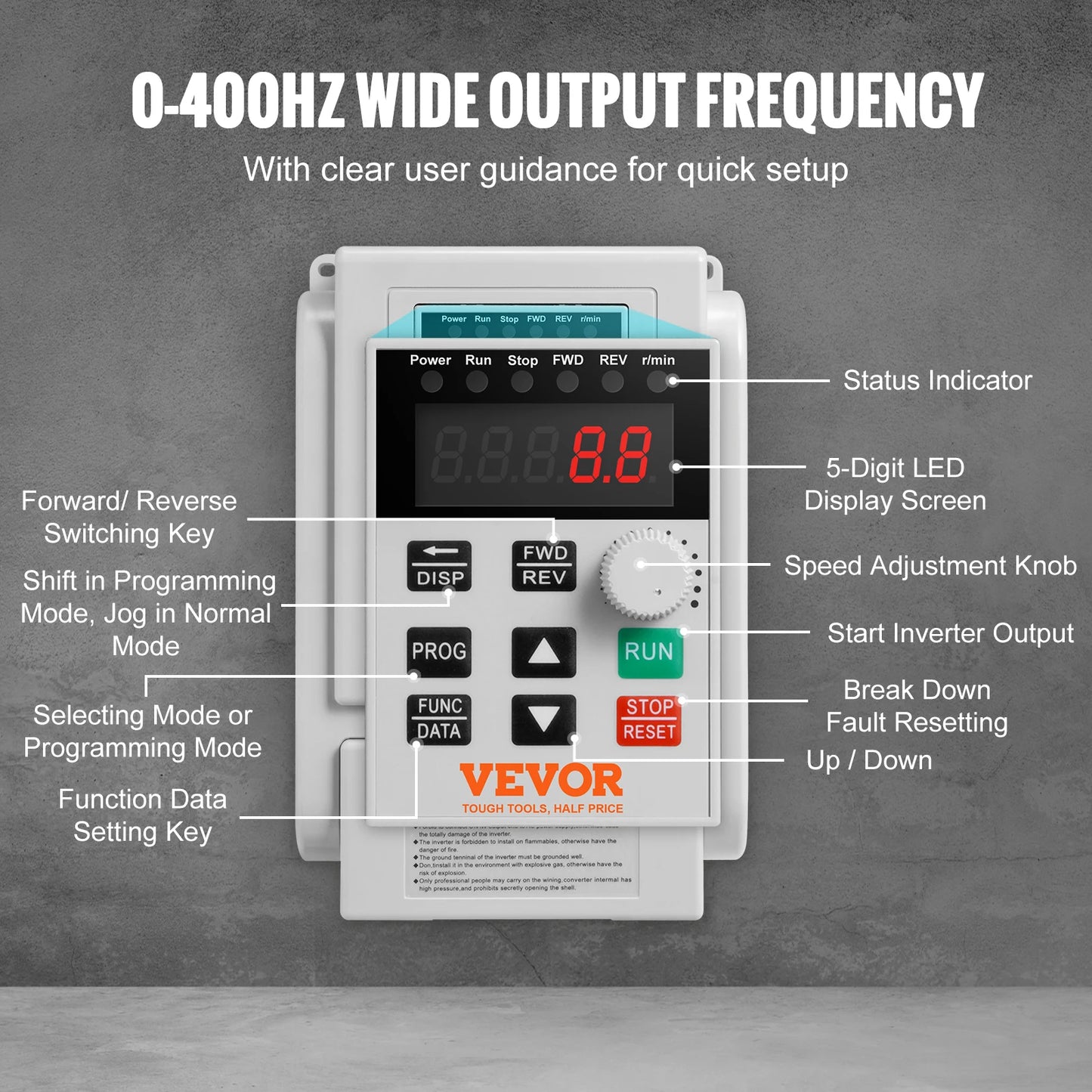 SucceBuy 2.2KW VFD Inverter Variable Frequency Drive Converter AC 220V 3P Output Speed Controller for Water Pump Motor CNC