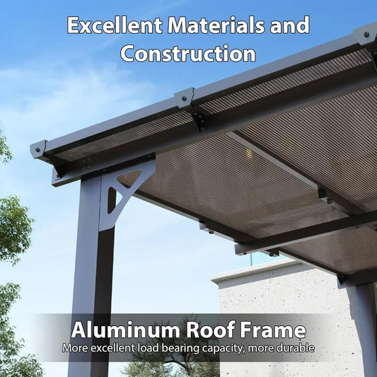 20'x10' Gazebo for Patio, Premium Pergola with Sloped Roof, Large Wall-Mounted Heavy Duty Awnings, for Backyard, Patio
