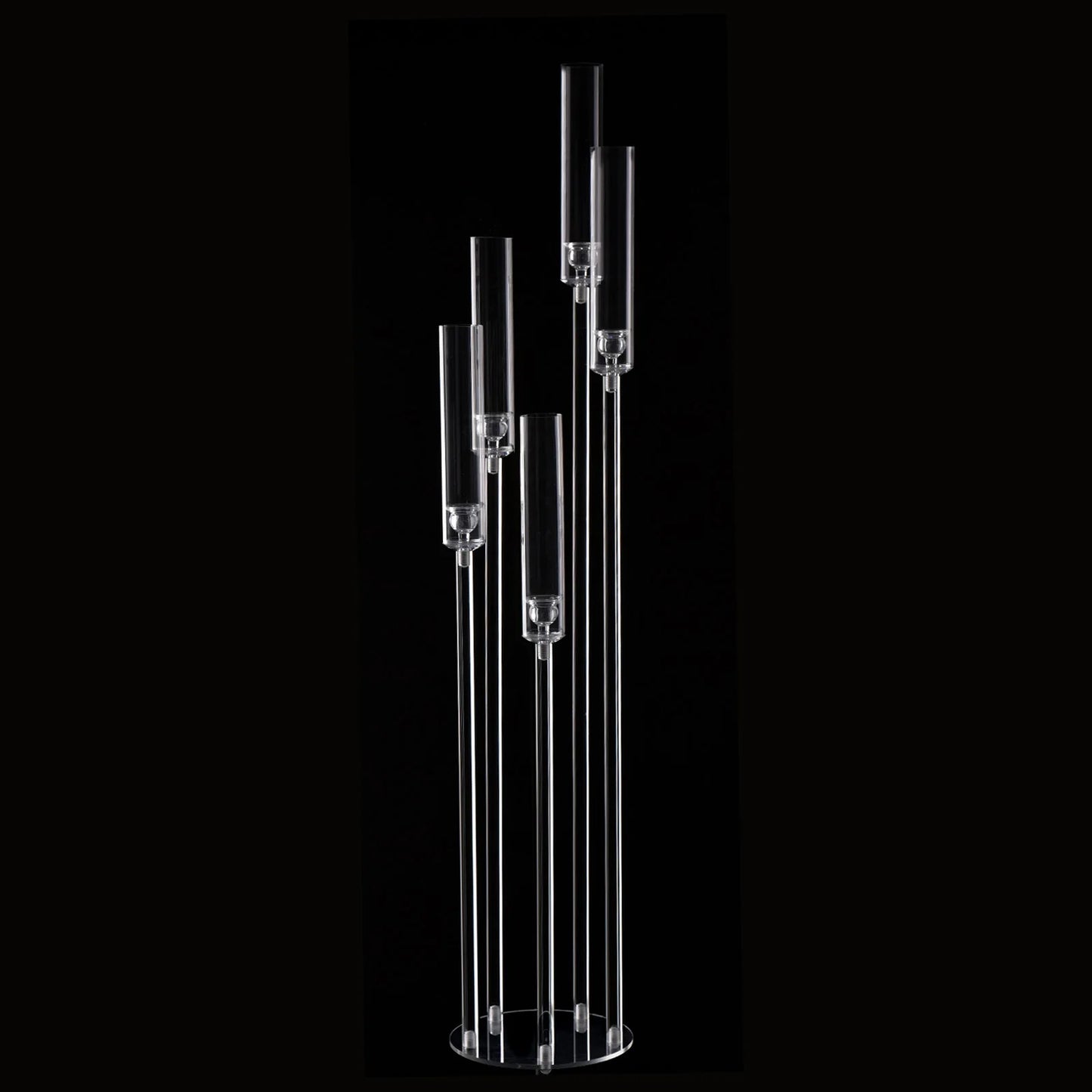 Acrylic 5-Arm Candelabra LED Taper Candle Holders Table Centerpieces Votive Candlesticks for Home Wedding Decoration