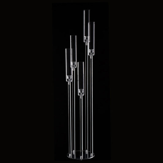 Acrylic 5-Arm Candelabra LED Taper Candle Holders Table Centerpieces Votive Candlesticks for Home Wedding Decoration