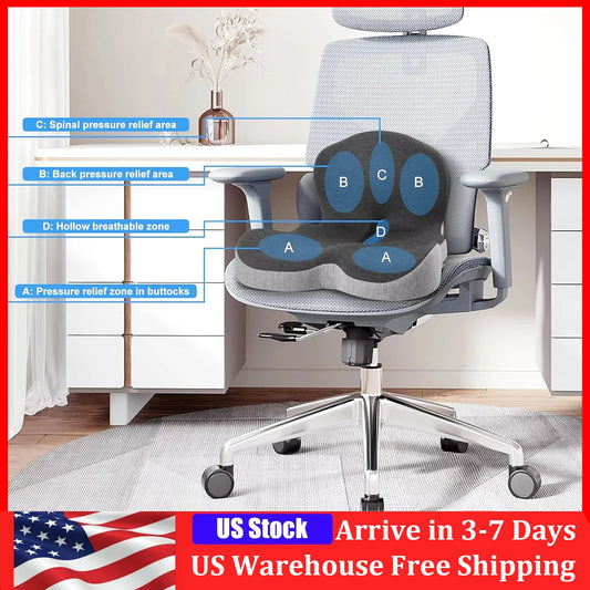 Memory Foam Cushion One-piece Seat Backrest Pillow Buttocks Cushions Office Chair Relief Cushion With Breathable Backrest