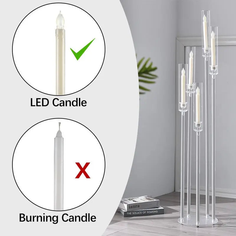 Acrylic 5-Arm Candelabra LED Taper Candle Holders Table Centerpieces Votive Candlesticks for Home Wedding Decoration