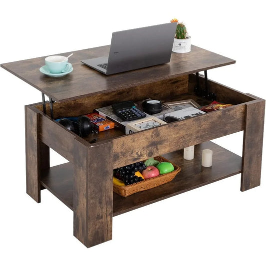XIUWO Lift Top Coffee Table With Hidden Compartment And Storage