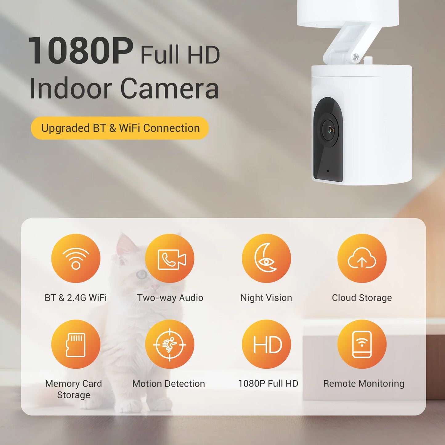 BoyKeep Indoor Security Camera with Two Way Audio Motion Detection