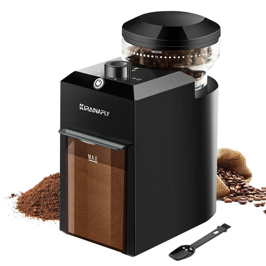 KIRAINAFLY Automatic Burr Mill Coffee Grinder With 28 Adjustable Gears