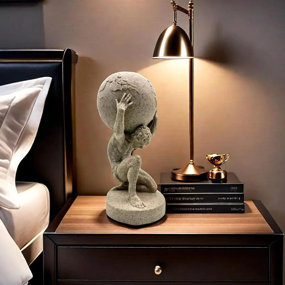 10.5 Greek Atlas World Globe Statue - Home Office Desk Decorative Art Sculpture