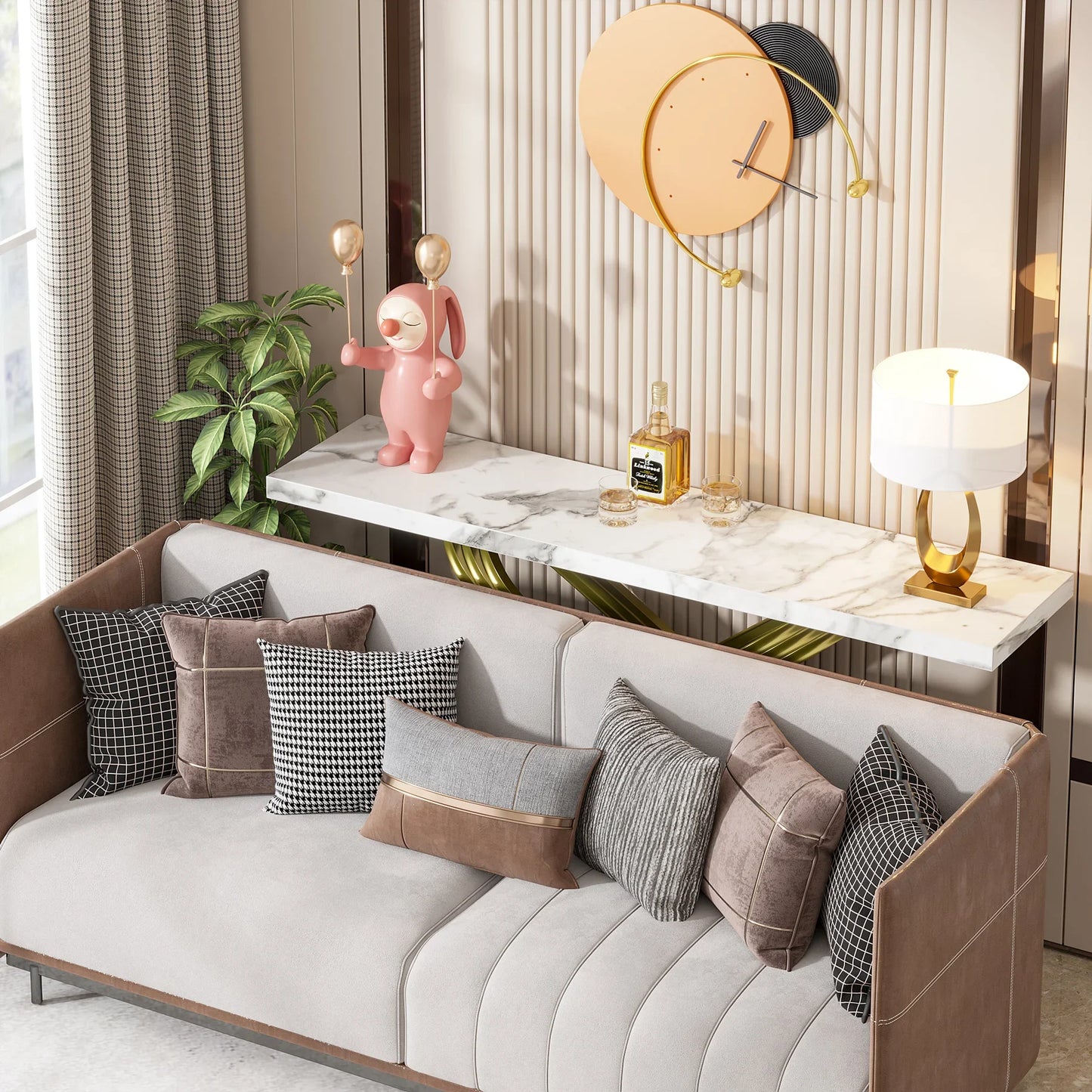 Tribesigns Modern Faux Marble Gold Console Table For Entryway