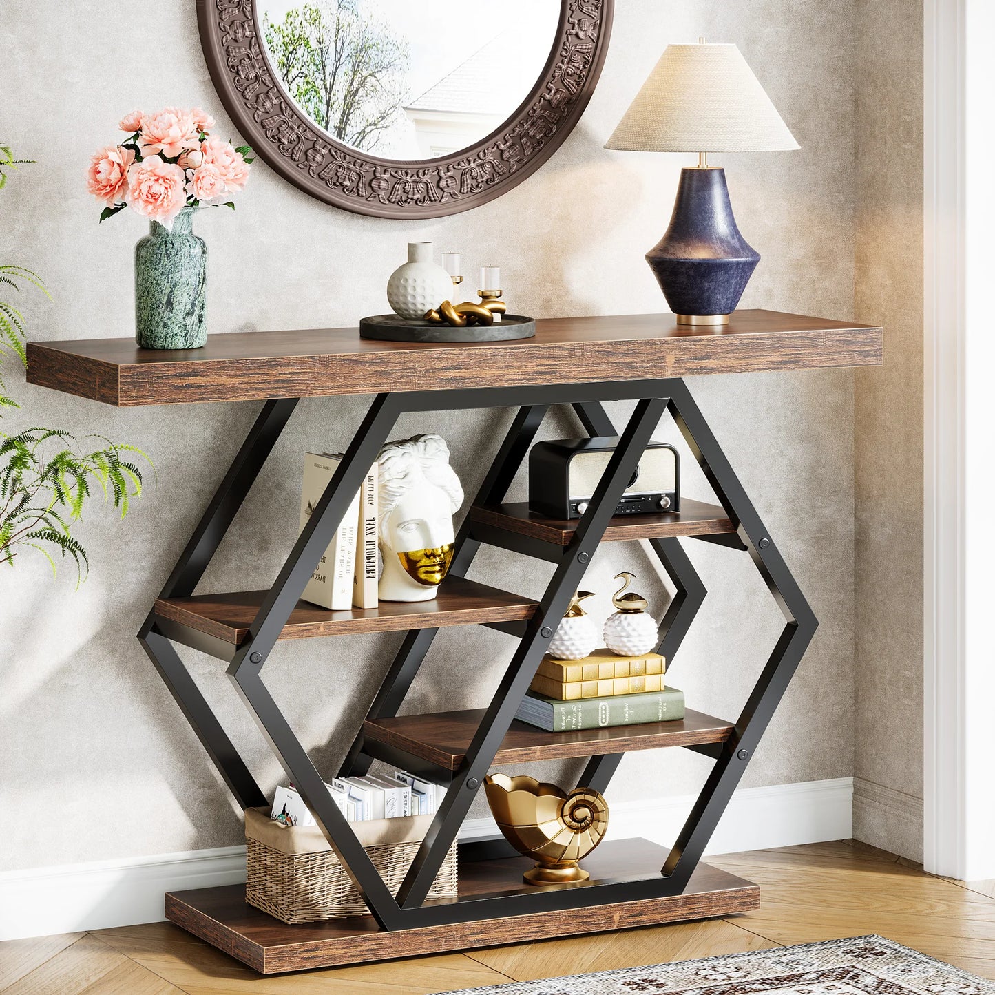 Tribesigns Console Table Entryway 4 Tier Industrial Hallway