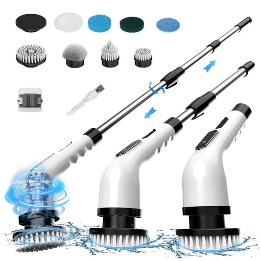 9-in-1 Electric Spin Scrubber Cordless Rechargeable with 9 Heads, Multipurpose Brush for Bathroom Kitchen Tile Floor Shower