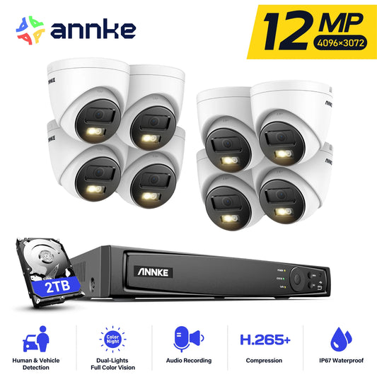 ANNKE 12MP Smart Dual Light POE Camera Kit With NVR