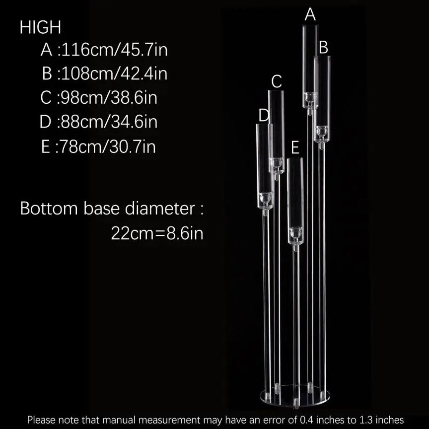 Acrylic 5-Arm Candelabra LED Taper Candle Holders Table Centerpieces Votive Candlesticks for Home Wedding Decoration