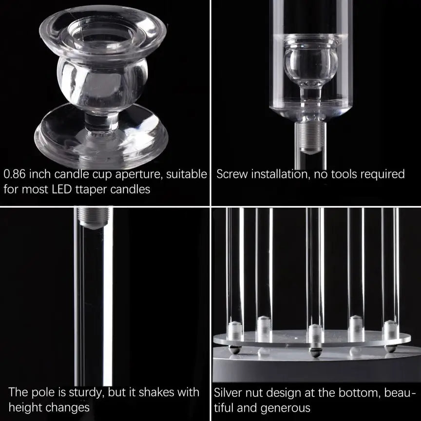 Acrylic 5-Arm Candelabra LED Taper Candle Holders Table Centerpieces Votive Candlesticks for Home Wedding Decoration