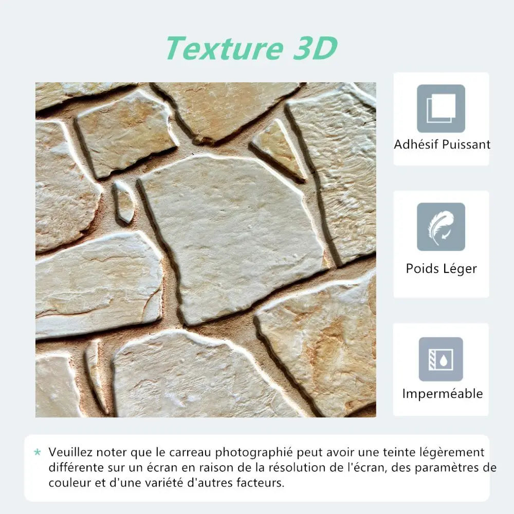 3D Tile Stickers, 3D Faux Stone Textures, Matte, 30cm x 30cm, Water and Mold Resistant, for Living Room, Kitchen Wall Update